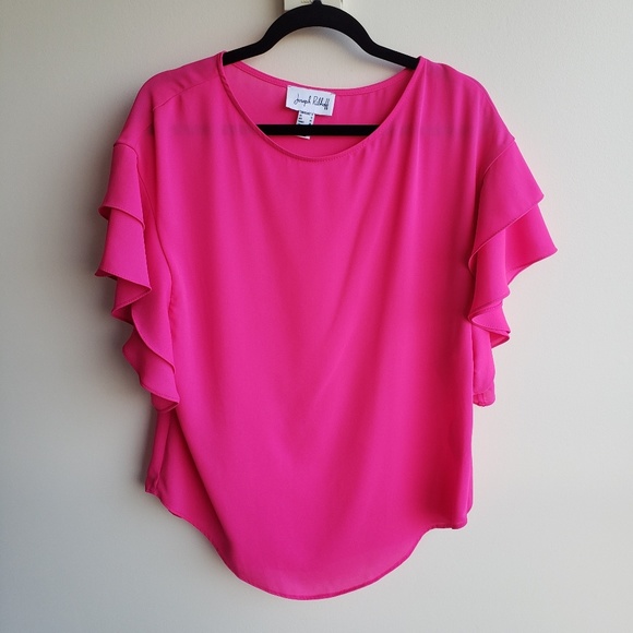 Joseph Ribkoff Hot Pink Ruffle Sleeves Blouse  8 - Picture 2 of 3